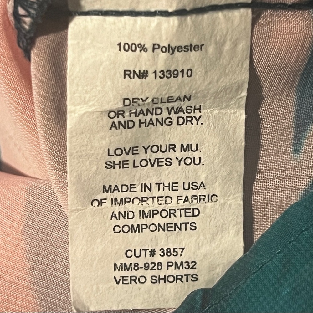 Show Me Your MuMu Palms Away Vero Leaf Print High Waist Shorts, Size Large - Picture 5 of 5
